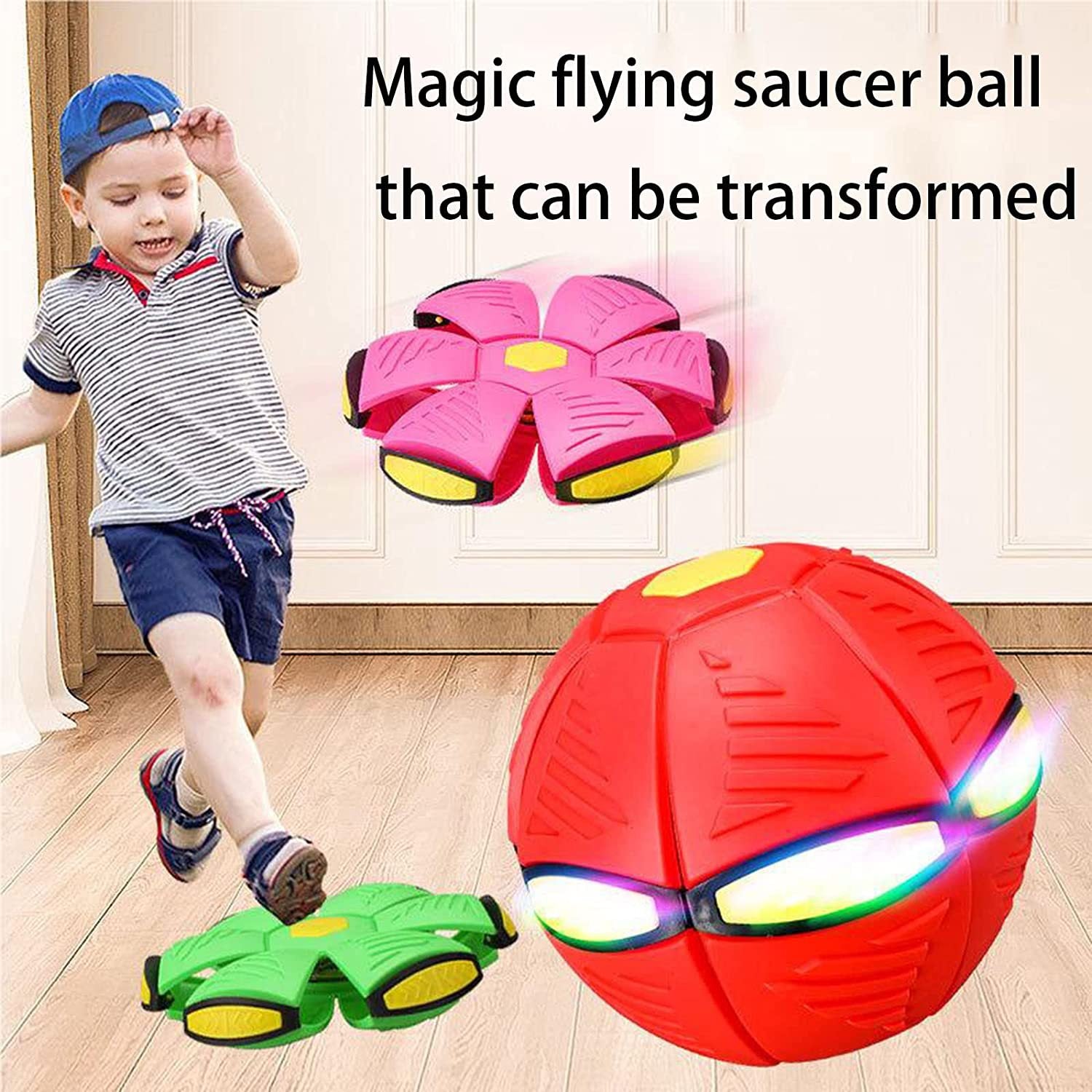 Pet Deformation UFO Toy Flying Saucer Ball Dog Toys Outdoor Sports Dog Training Equipment Dog's Play Flying DISC with LED