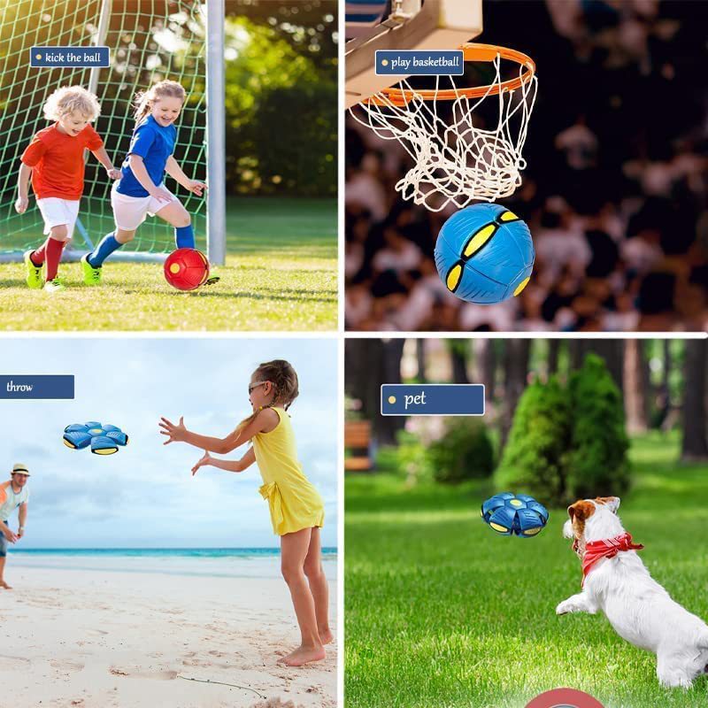 Pet Deformation UFO Toy Flying Saucer Ball Dog Toys Outdoor Sports Dog Training Equipment Dog's Play Flying DISC with LED