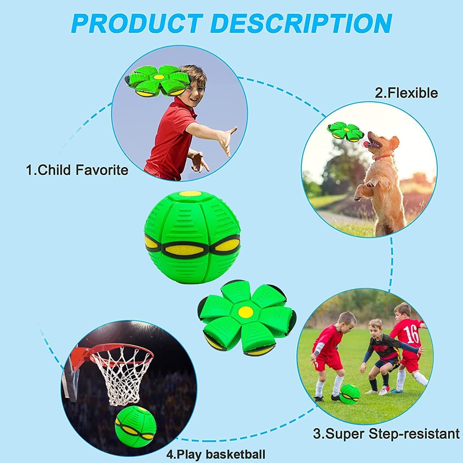 Pet Deformation UFO Toy Flying Saucer Ball Dog Toys Outdoor Sports Dog Training Equipment Dog's Play Flying DISC with LED