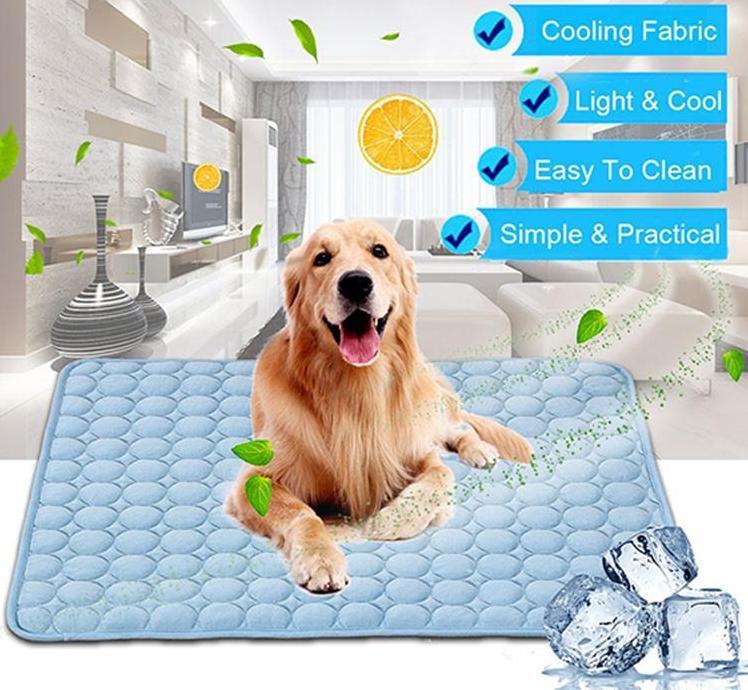 Color: Blue, Size: 70x56cm - Pet Dog Cat Ice Silk Cold Nest Pad For Cooling In Summer