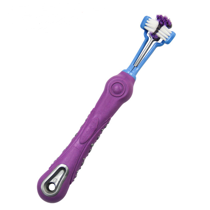 Item number: Violet - Three Sided Pet Toothbrush Dog Brush Bad Breath Tartar Teeth Care
