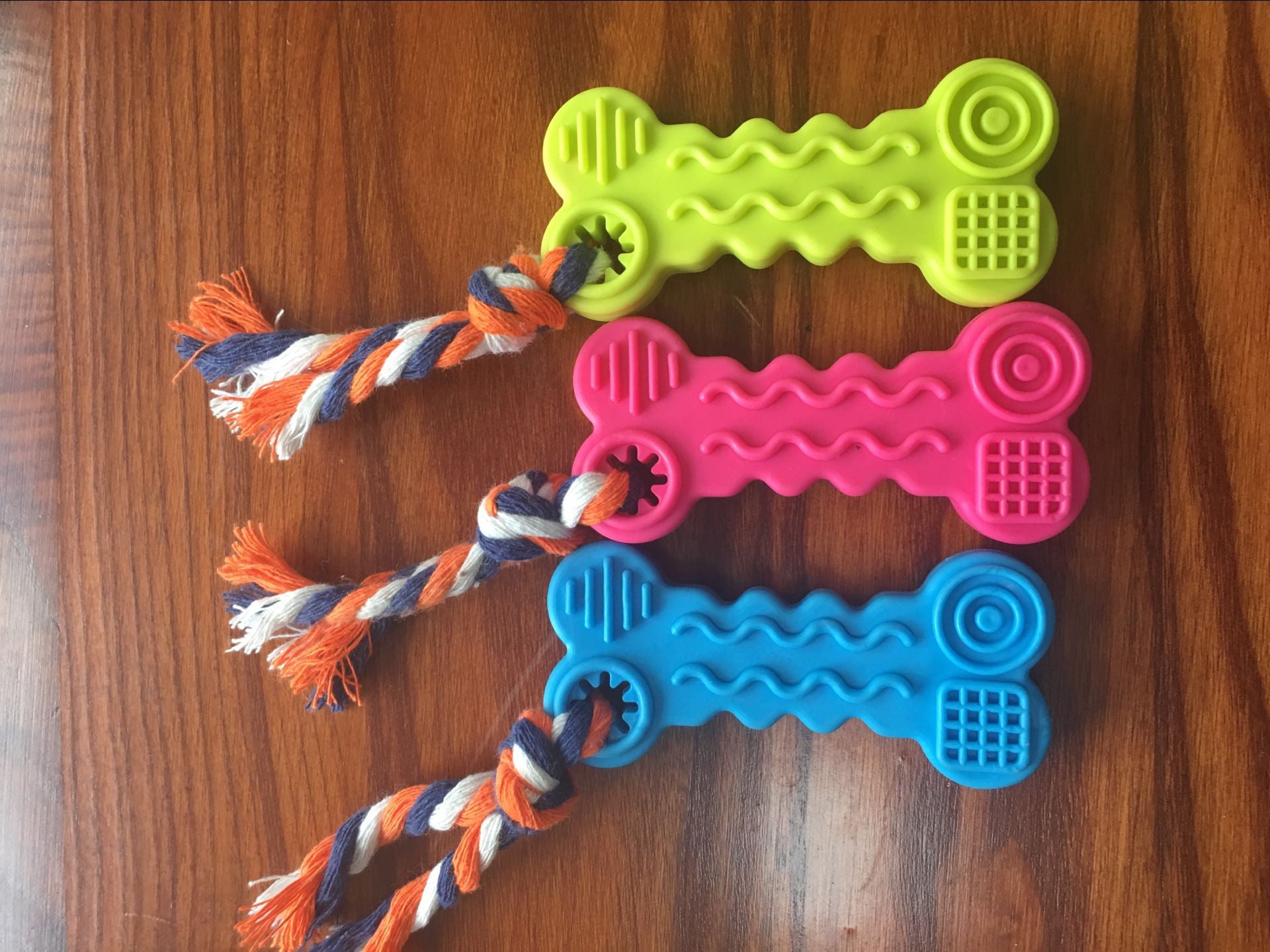 Style: With rope, Color: Random - Pet dog wave cookie TPR toy