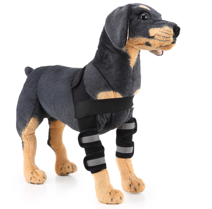 Color: Black grey, Size: L - Pet  Dog Knee Pads Support Brace 1pair