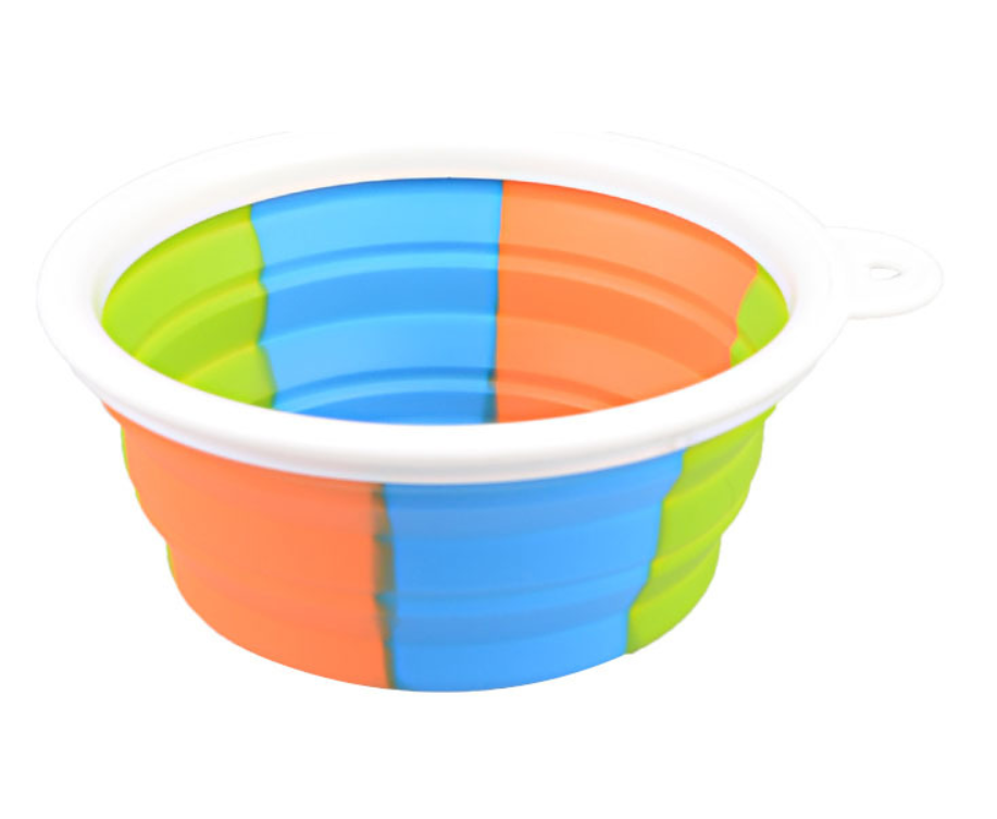 Color: White - Camouflage silicone bowl foldable portable out pet supplies dog food bowl