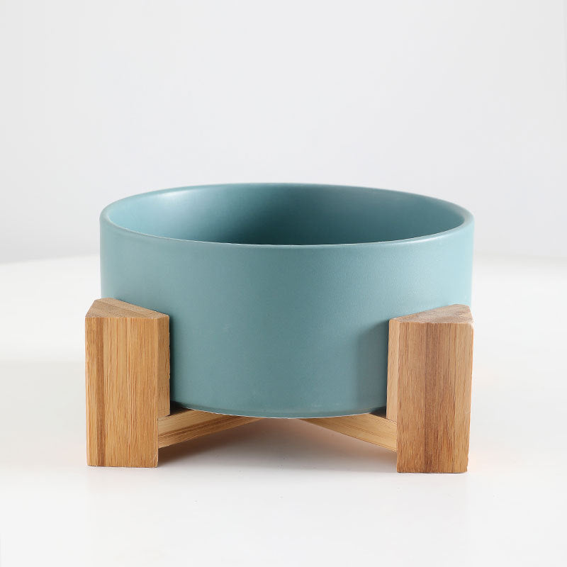 Color: A Green - Tall stand anti-tipping large ceramic pet bowl