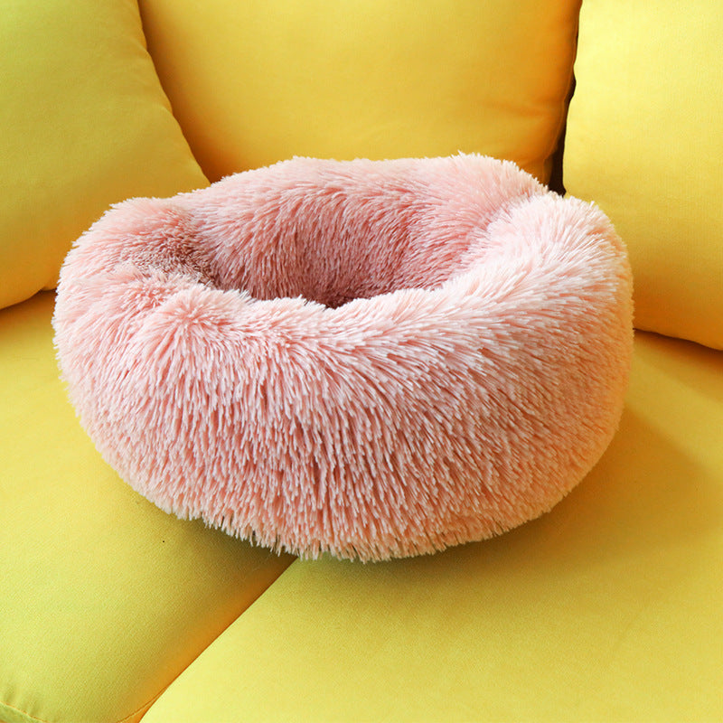 Color: Pink, Size: M - Plush deep sleep kennel