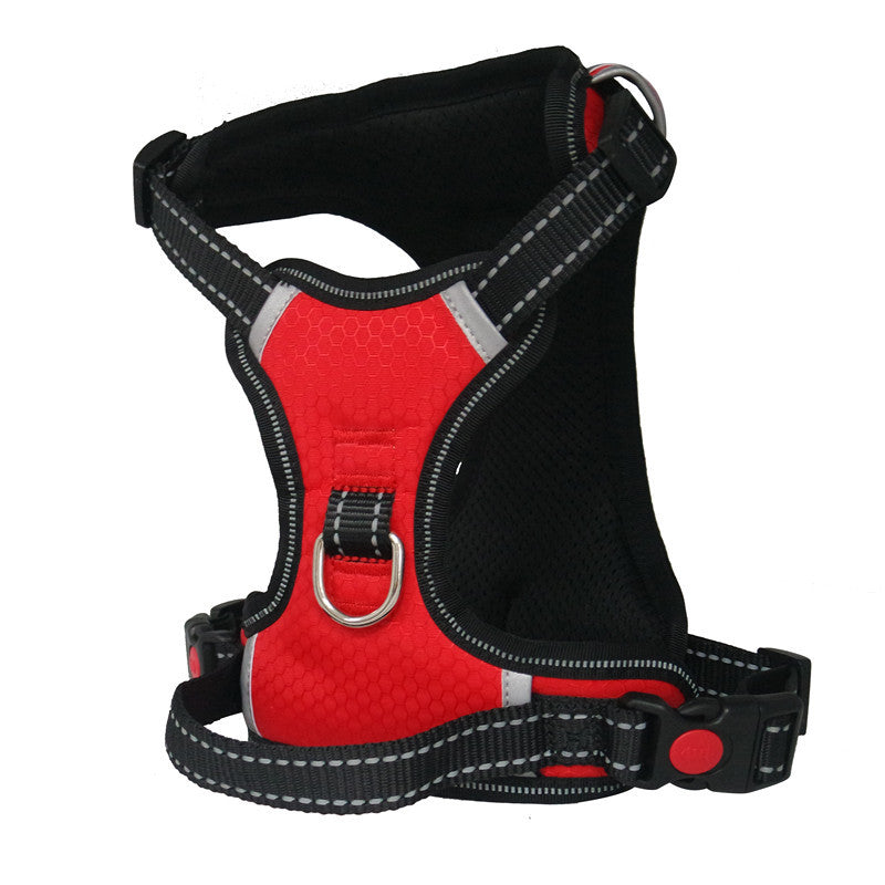 Color: red, Specification (length * Width): L - Explosion-proof Medium And Large Dog Pet Chest And Back Traction