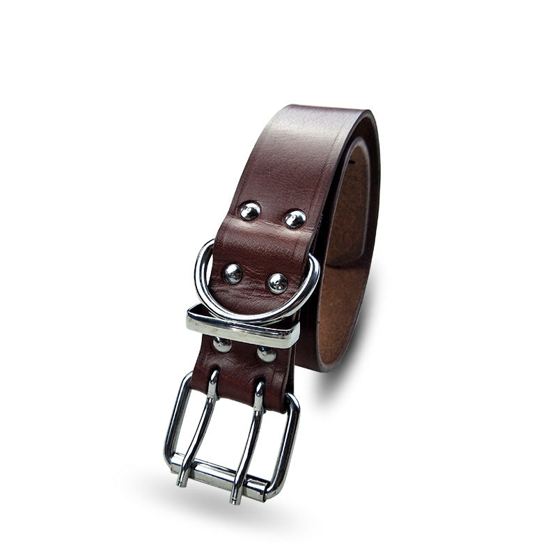 Color: Brown, Specification (length * Width): M - Pet products leather collar