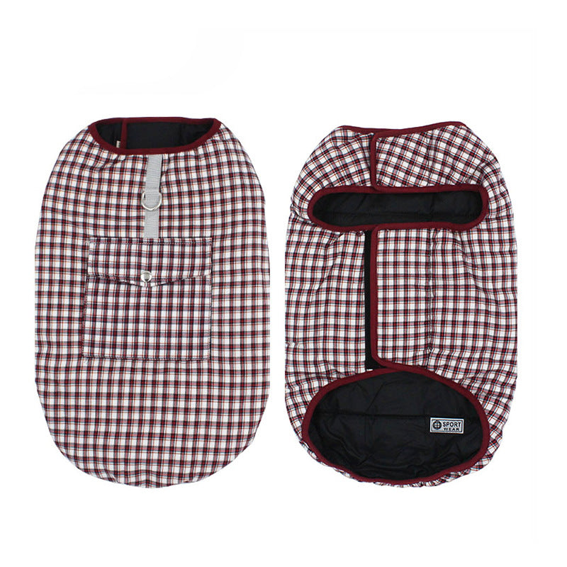 Color: Red grid, Size: XL - Windproof and waterproof pet clothes
