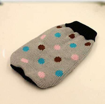 style: Gray dots, Size: 16 - Manufacturers selling dog clothes pet dogsweater sweater knitted winter clothes Teddy Bichon puppy