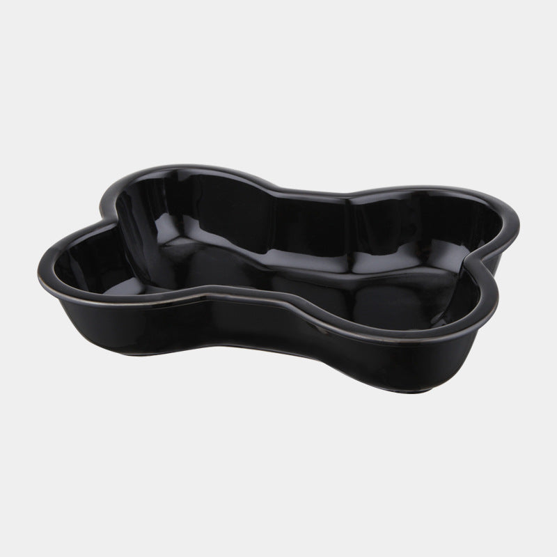 Color: Black, style: Bowl - Anti-overturning Ceramic Protective Cervical Spine Large Pet Bowl