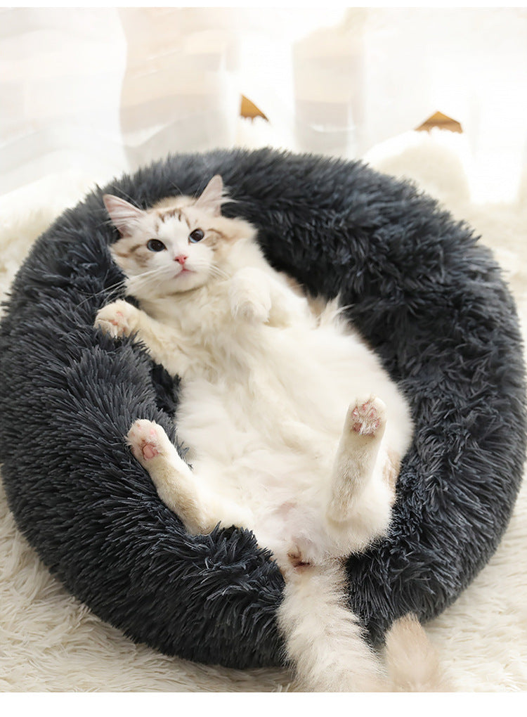 Color: Blue, Size: 70cm - Soft Thick Cutton Plush Round Pet Bed