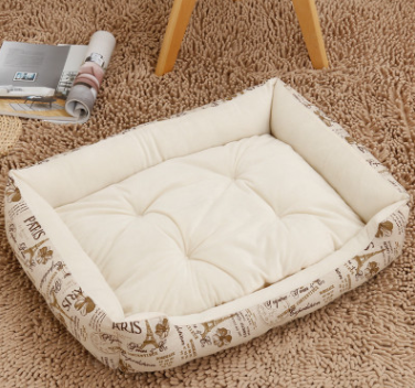 Color: British beige, Size: 60X45cm - Kennel pet supplies in the large dog pet nest Golden Retriever dog bed autumn and winter cotton dog mat