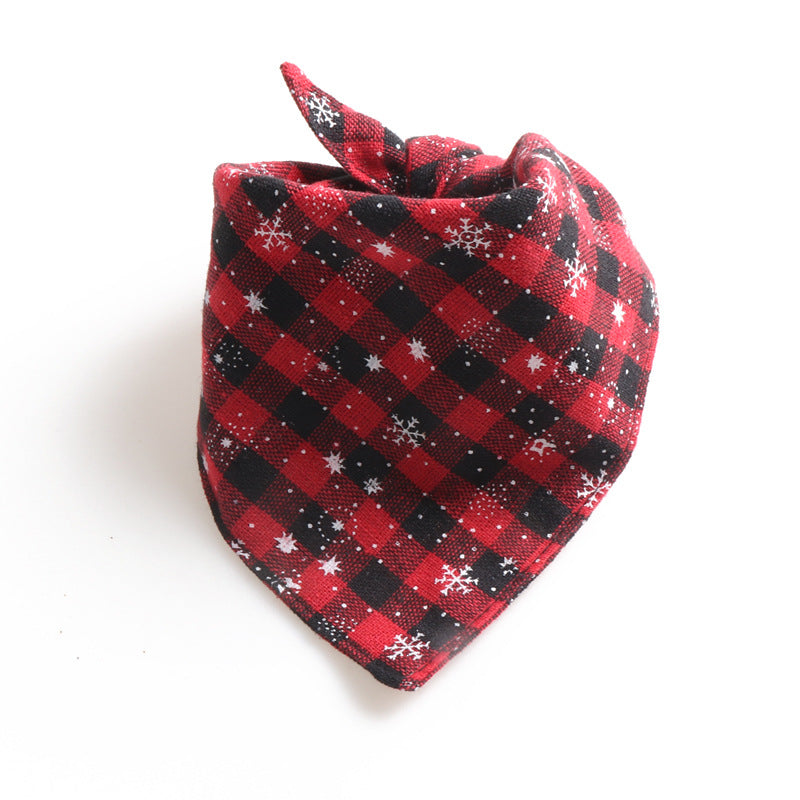 Color: Red Snowflake, Specification (length * Width): M - Pet Bandage Triangle Scarf Saliva Towel Pet Collar
