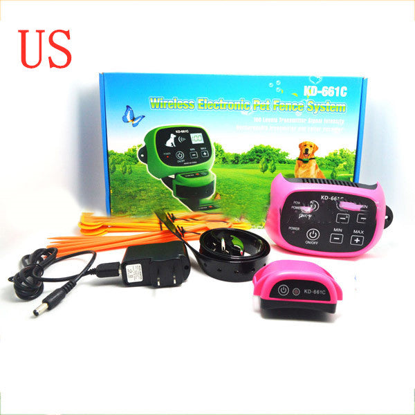 Color: Pink US Plug - Pet Dog Wireless Electronic Fence