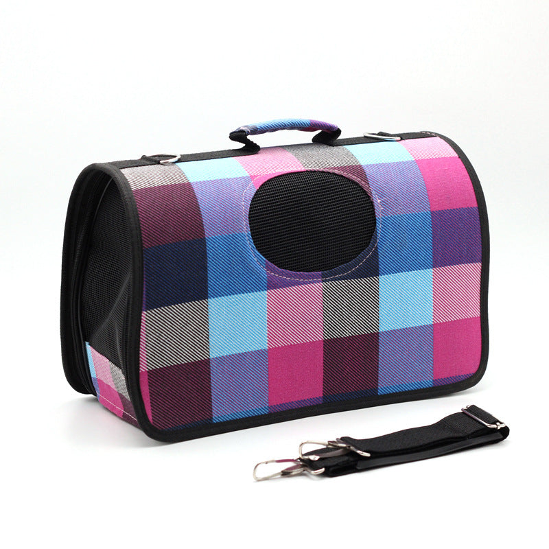 Color: M, format: Purple blue lattice - Dog out bag