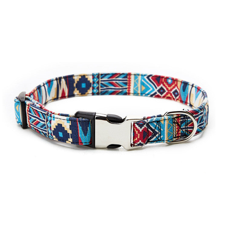 Color: National clause, Size: XL - Ethnic style half metal dog collar