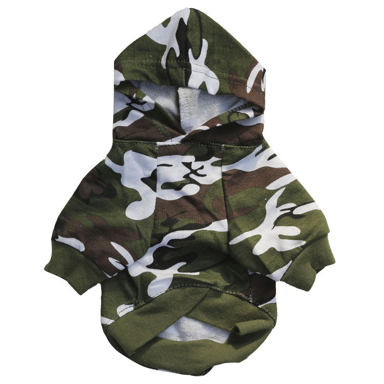Color: Green, Size: XXL - Dog clothing cotton camouflage hooded sweater