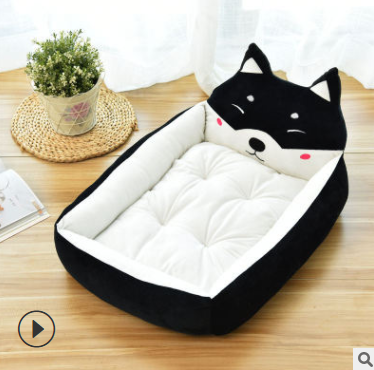 Color: Black Akita, Size: S - Kennel removable and washable Teddy cartoon pet nest pet supplies large dog golden retriever dog bed mat wholesale
