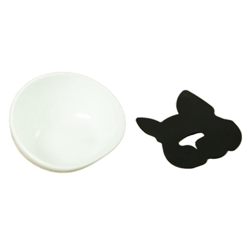 Color: White, Style: Bowl - Pet ceramic bowl