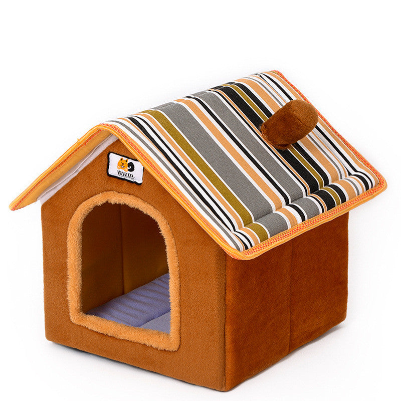 Color: Brown, Size: S - Kennel House Type Winter Warm Small Dog Teddy Cat Litter For All Seasons