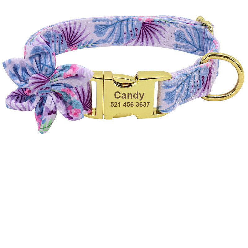 style: C, Size: M - Fashion Printed Dog Collar Personalized Nylon Dog Collar Custom Pet Puppy Cat Collars Engraved ID Tag Collars Dog Accessories