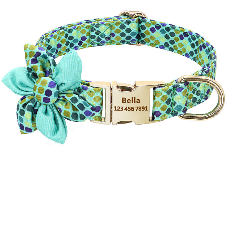 style: T, Size: M - Fashion Printed Dog Collar Personalized Nylon Dog Collar Custom Pet Puppy Cat Collars Engraved ID Tag Collars Dog Accessories