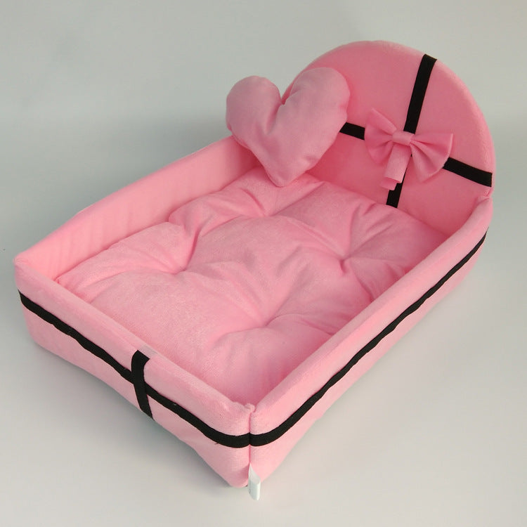 Color: Pink, Dimensions: 35x35x8cm - Fashionable Pet Supplies Removable And Washable Pet Bed Puppy Dog Mattress