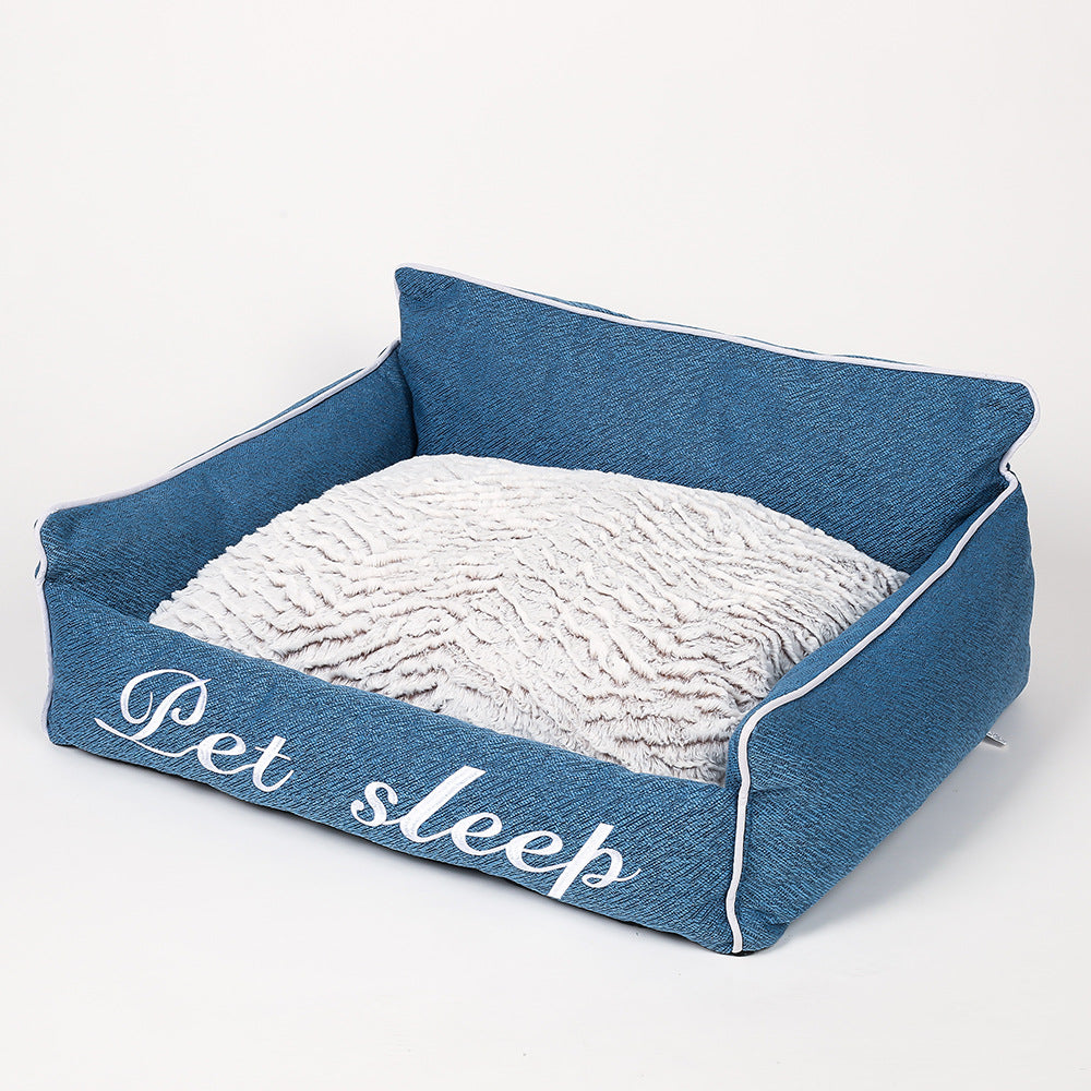 Color: Blue, style: Upgrade-48*38*20CM, Dimensions:  - Warm cat litter kennel pet bed