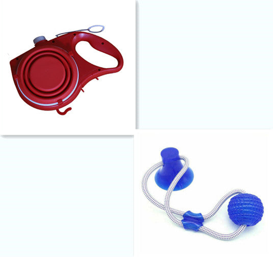 Color: Red set - Pet Supplies With Water Bottle, Cup, Pet Rope