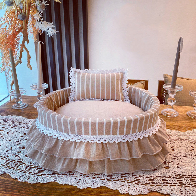 style: E, Size: 40X45CM - Princess Bed Removable And Washable Cute Pet Bed