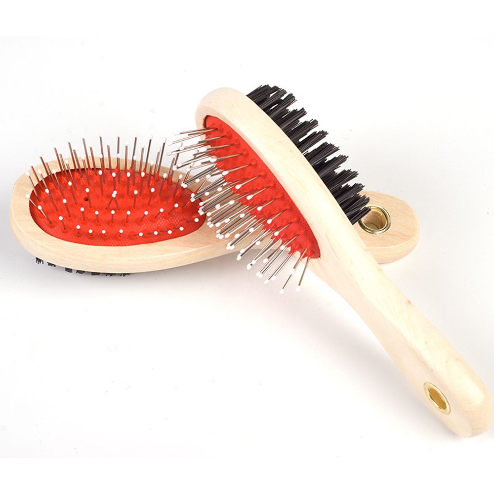 Size: L - Adorable Dog Hair Grooming Dual-Use Comb With Wooden Handle