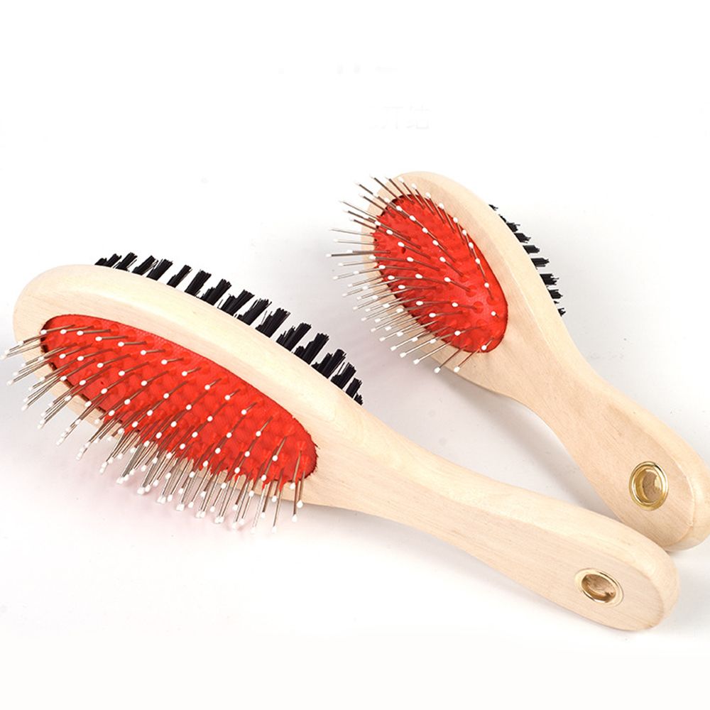 Size: S - Adorable Dog Hair Grooming Dual-Use Comb With Wooden Handle