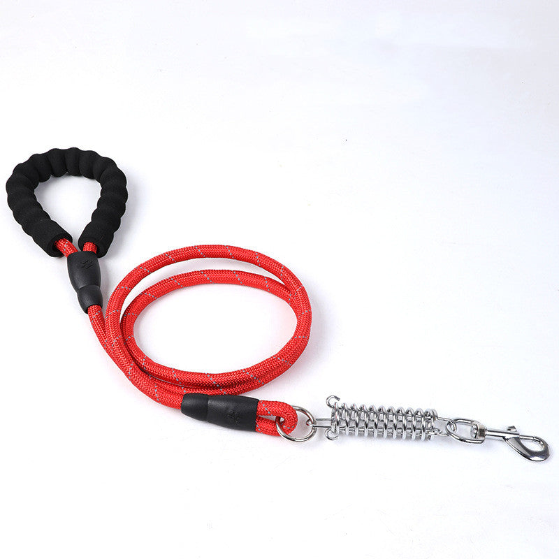 Color: Red, Dimensions: 1.2cmX1.5m-With spring, style:  - Eva Dog Nylon Reflective Spring Explosion-Proof Traction Belt Round Rope