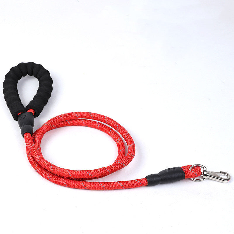 Color: Red, Dimensions: 1.2cmX1.5m-Normal, style:  - Eva Dog Nylon Reflective Spring Explosion-Proof Traction Belt Round Rope