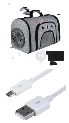 Color: Greyset - Pet Out Bag With Fan Side Mesh Ventilation