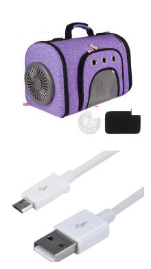 Color: Purpleset - Pet Out Bag With Fan Side Mesh Ventilation