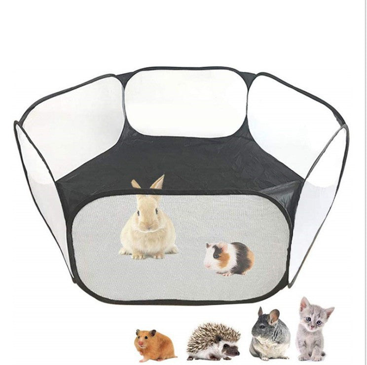 Color: Black, style: Opp bag - Portable Small Animal Playpen Folding Outdoor Indoor Exercise Pet Cage Tent