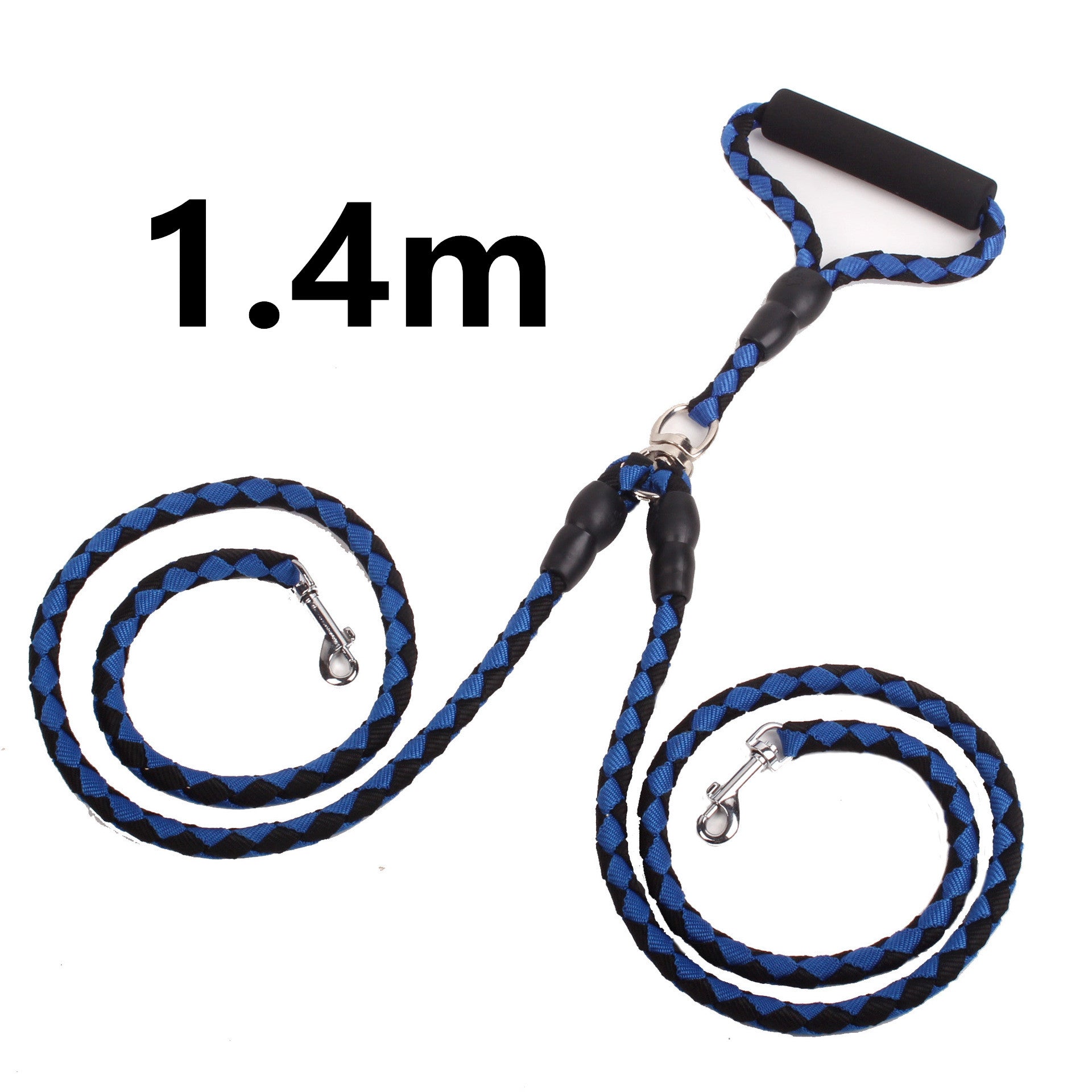 Color: Blue1.4m - Double-Ended Traction Rope For Walking The Dog Hand-Double-Ended Traction Rope One Plus Two Leash Collar Pet Supplies Dog Collar