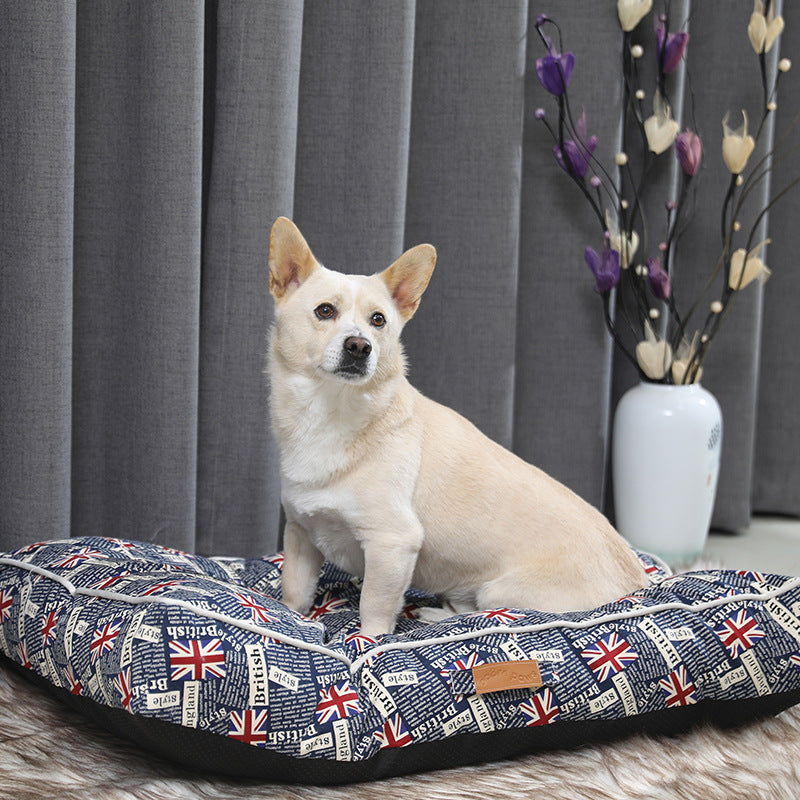 Color: Blue, Size: 90x60x15cm - New Cat''s Nest Dogs Nest Four Seasons Pet Pad Plush Cat And Dog Pad Dog Supplies Bed