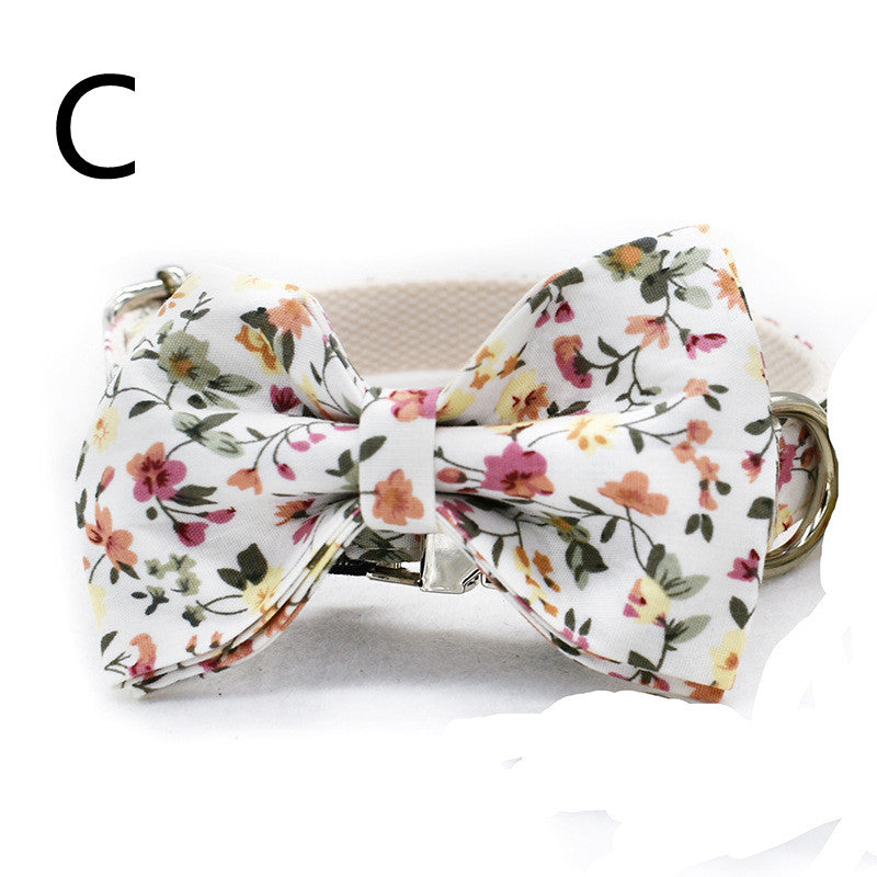 style: C style, Size: S - White Flower Flower Pet Collar Leash Metal Buckle Dog Collar Cat Collar