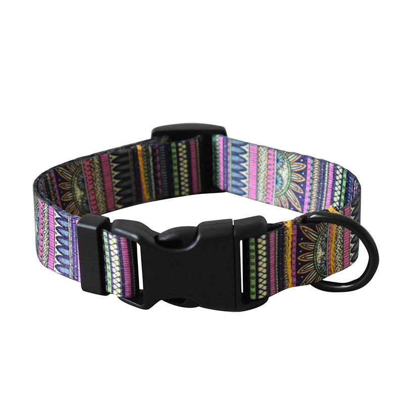 Color: B, Size: XL - Ribbon dog rope ethnic pet productsPrinted dog collar
