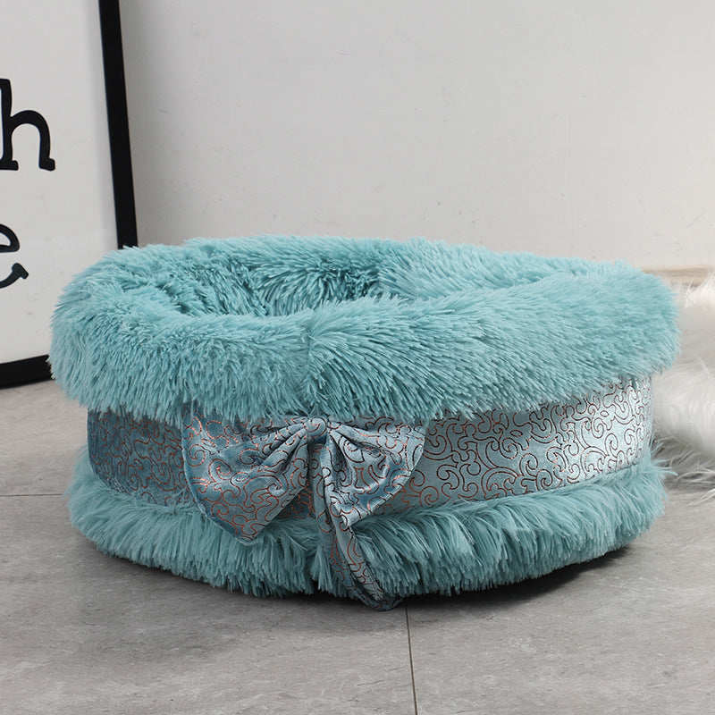 Color: Blue, Size: 50cm - Cute Kennel Cat Kennel Semi-enclosed Dog Mat Pet Supplies