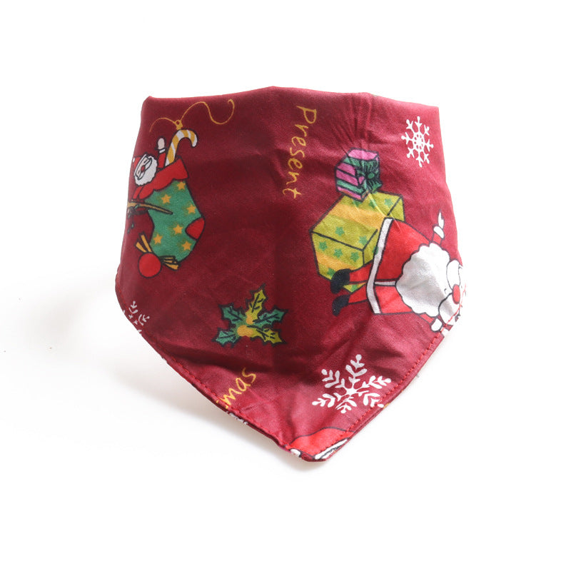 Color: Red Santa Claus, Specification (length * Width): S - Pet Bandage Triangle Scarf Saliva Towel Pet Collar