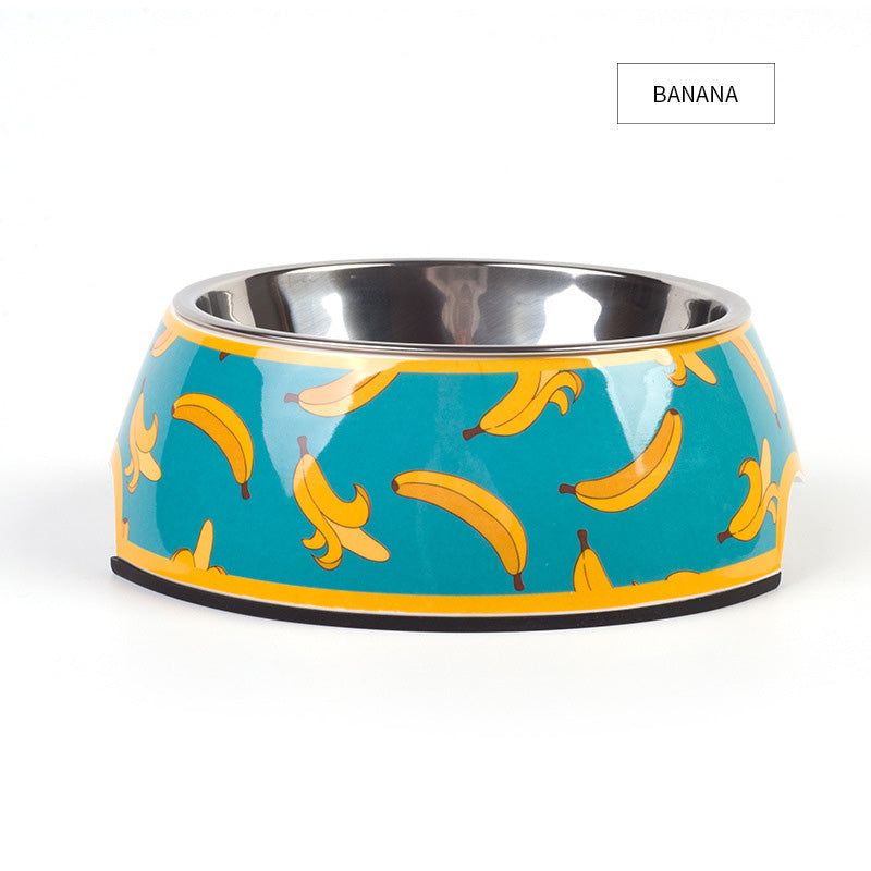 Color: Banana, Size: M - Food grade stainless steel pet dog bowl