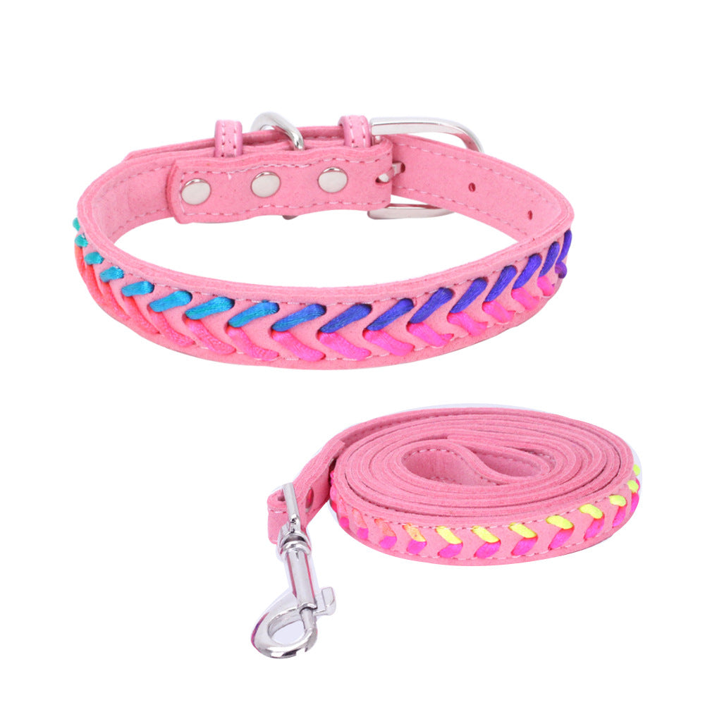 Color: Pink, Size: XS - Soft suede microfiber dog and cat collar