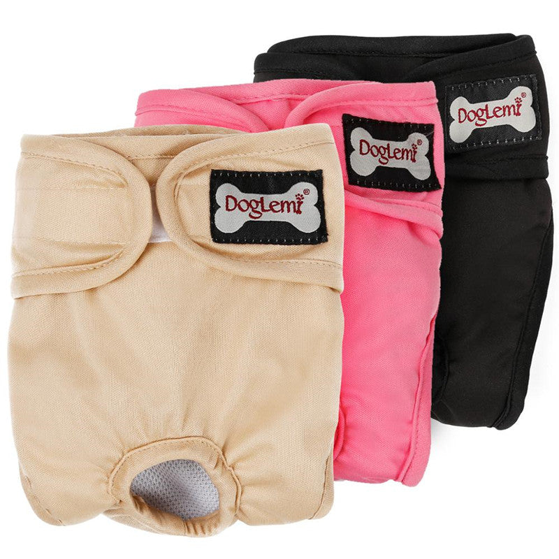 Color: Beige, Size: L - Breathable polyester bitch physiological pants