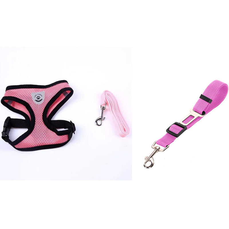 Color: Pink 2, Size: M - Pet Car Seat Belt Pet Leash