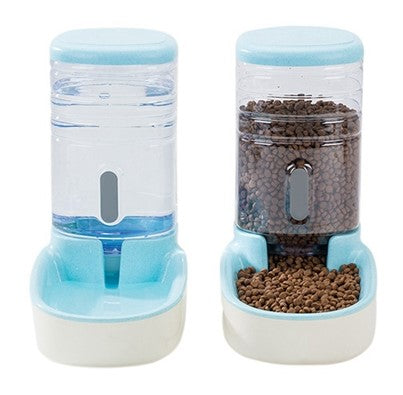 Color: Blue, Model: Combination - Pet dog automatic feeder microphone dog automatic drinking fountain