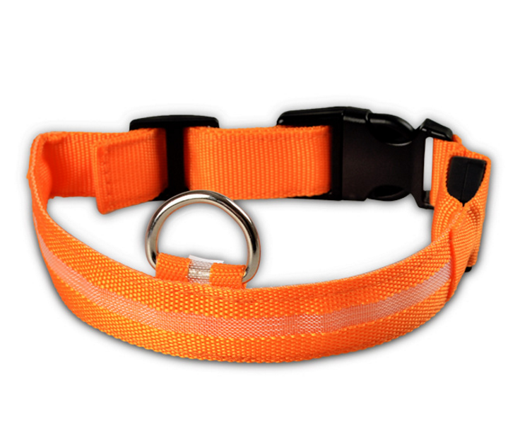 Color: orange, Size: S-chargable, Model:  - Nylon LED Pet Dog Luminous Collar Night Safety Flashing Glow in Dark Dog Cat Leash Adjustable Pet Supplies